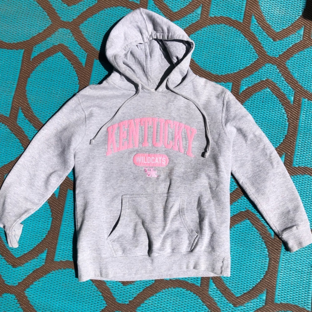 Gray Hoodie with Pink Kentucky wildcats Print women